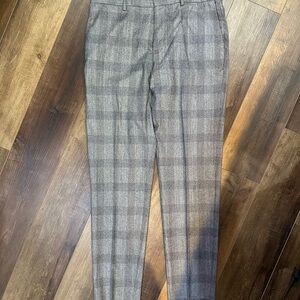 Banana Republic Gray Plaid Tapered Fit 35x36 Dress Pants